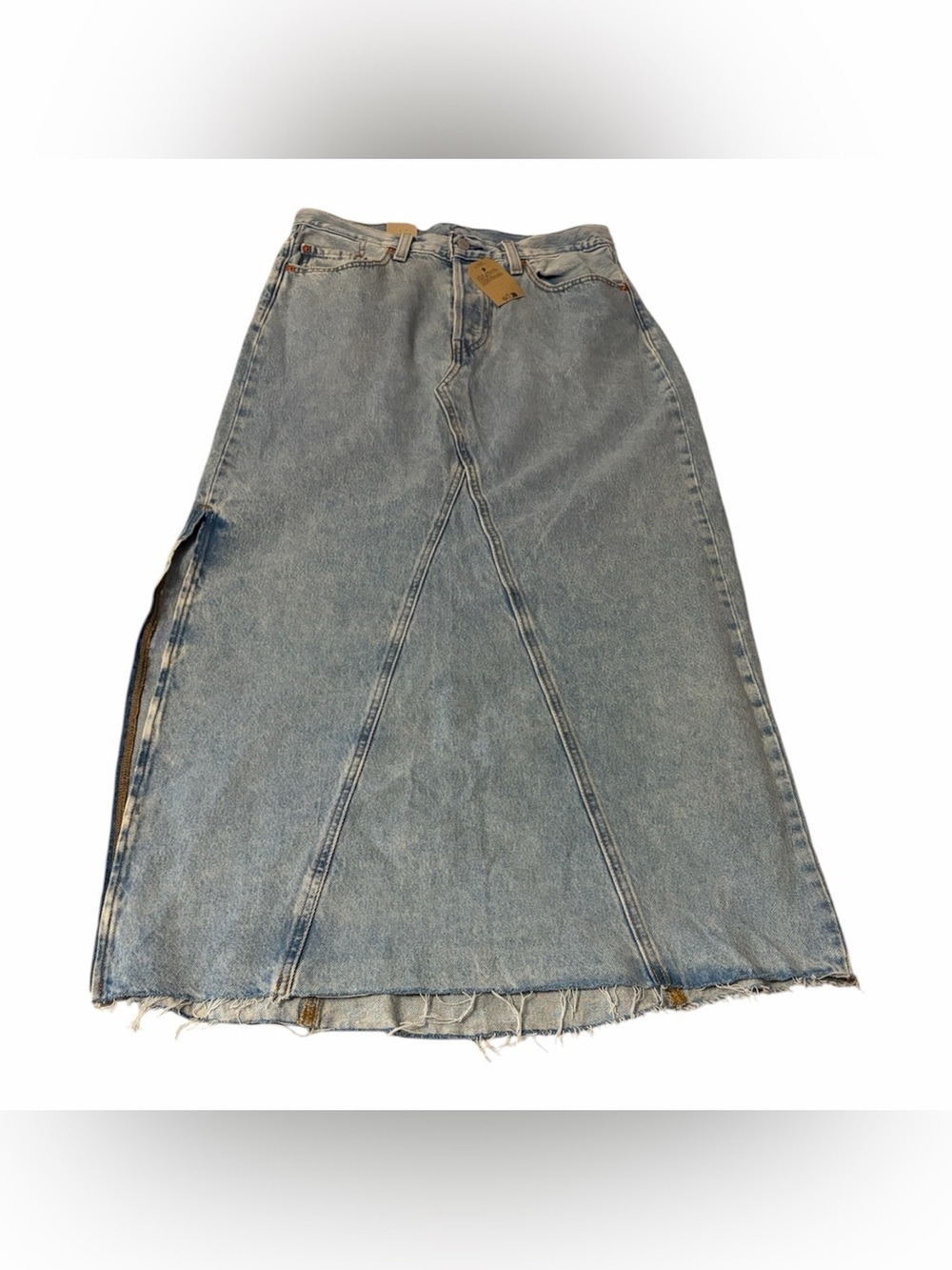 Levi’s Hidden Button Fly Boho Denim Maxi Skirt Size 28 (women’s 8) Boho Y2K Vibe - Picture 2 of 6